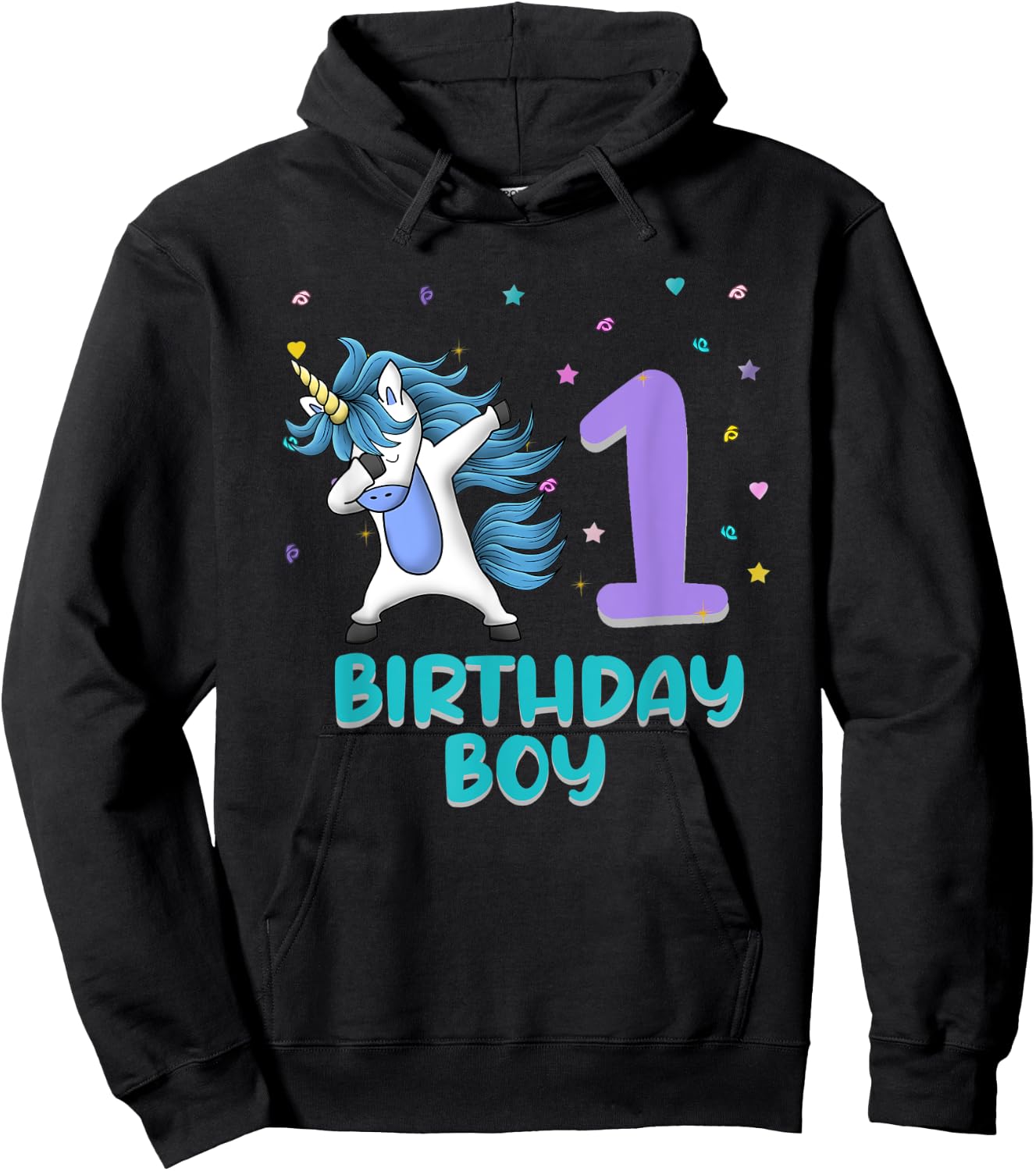 Unicorn 1st Birthday Boy Gift Love Funny Bday 1 Years Old Hoodie - Hoodie | Black