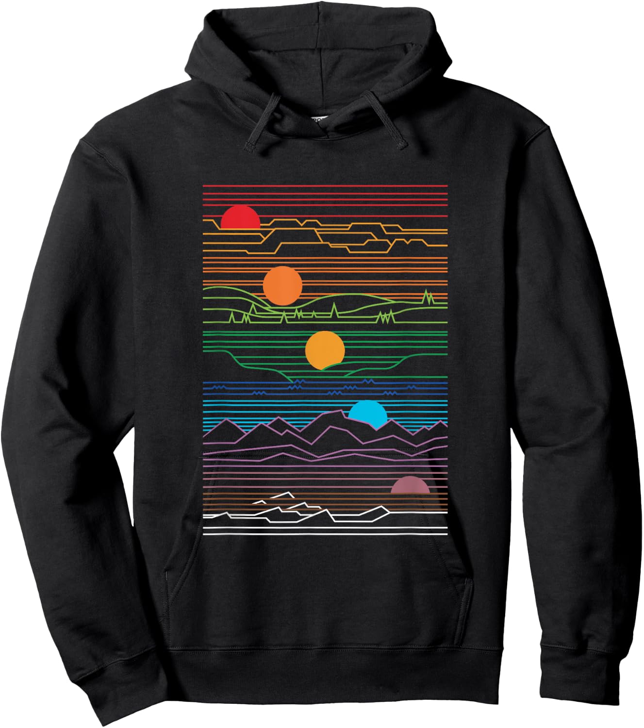 Retro 80's vaperwave setting sunset waveform synth design Hoodie - Hoodie | Black