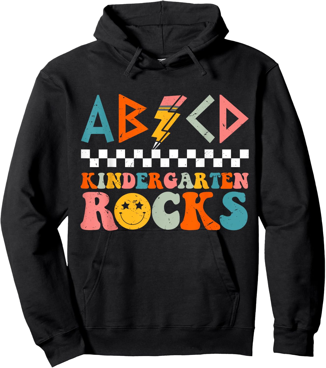 ABCD Kindergarten Rocks Back To School Teacher Kindergarten Hoodie - Hoodie | Black
