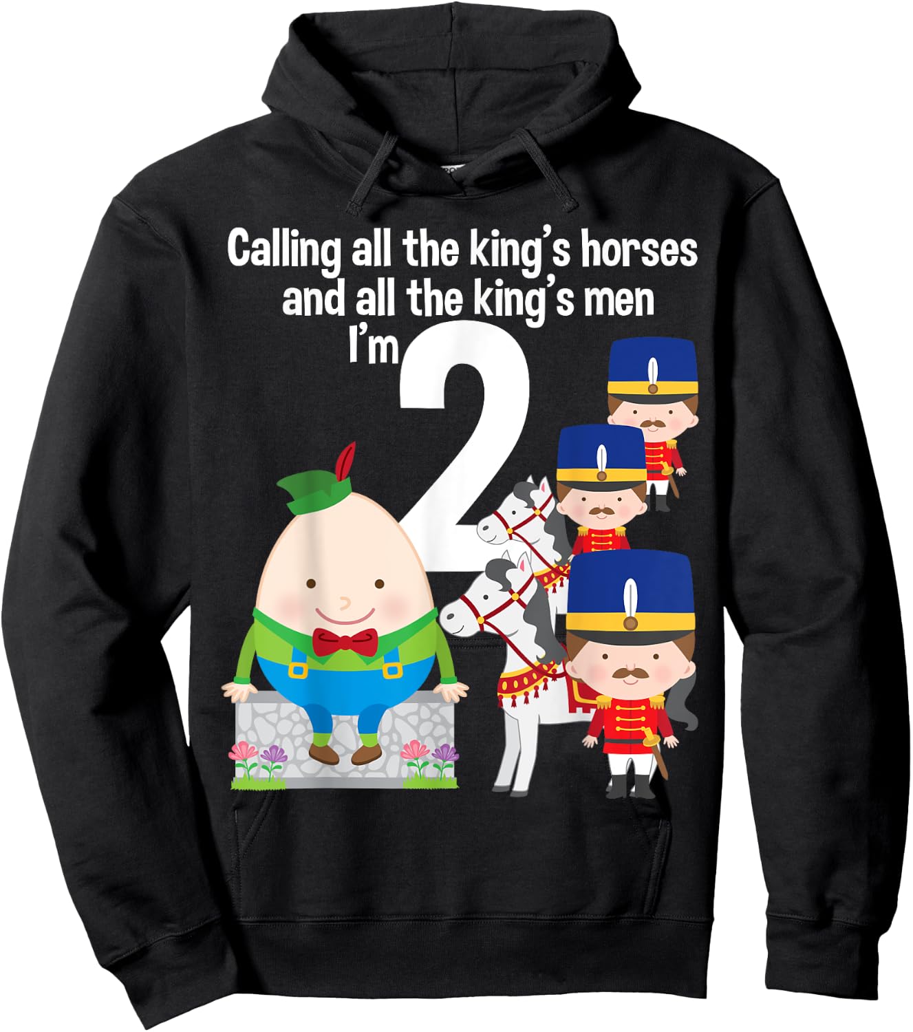 Toddler Kids Humpty Dumpty 2nd Birthday Party Nursery Song Hoodie - Hoodie | Black