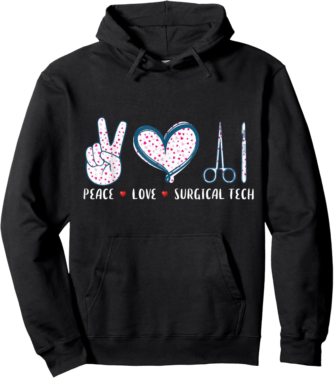 Peace Love Surgical tech Surgery Surgeon gifts women Hoodie - Hoodie | Black