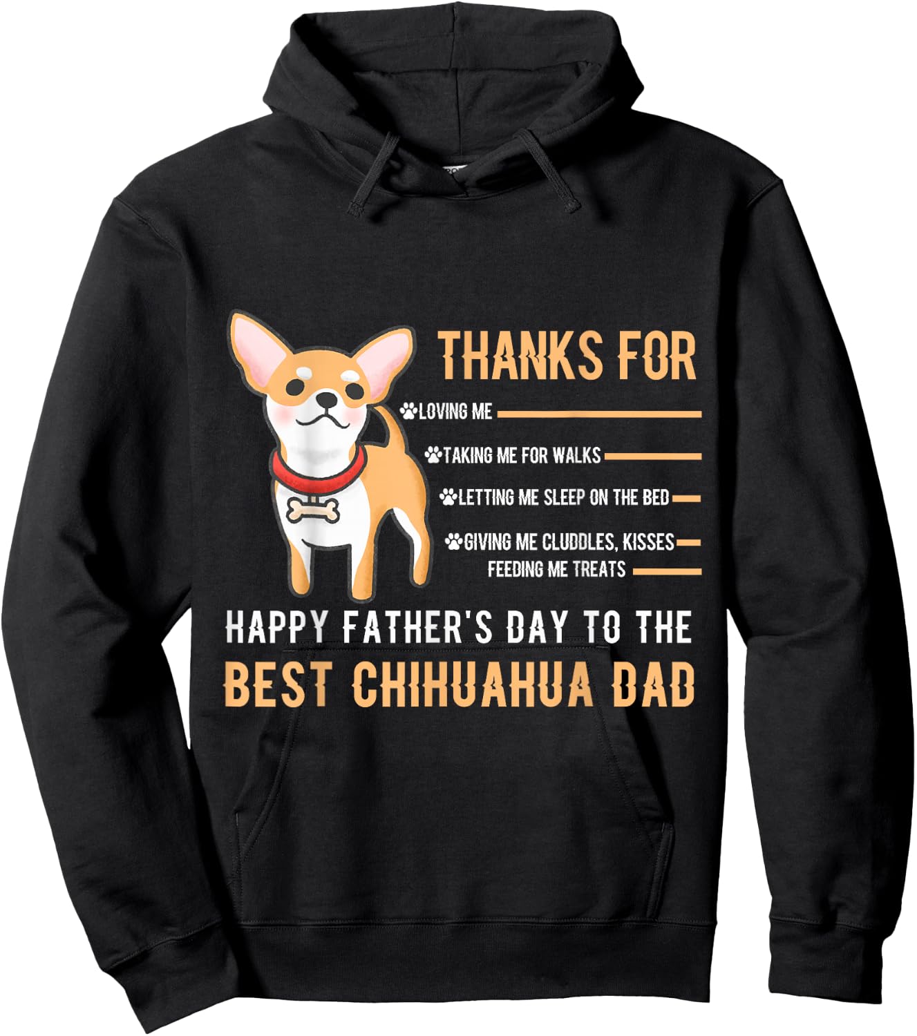 Happy Father's Day Best Chihuahua Dad Chihuahua Owner Paw Hoodie - Hoodie | Black