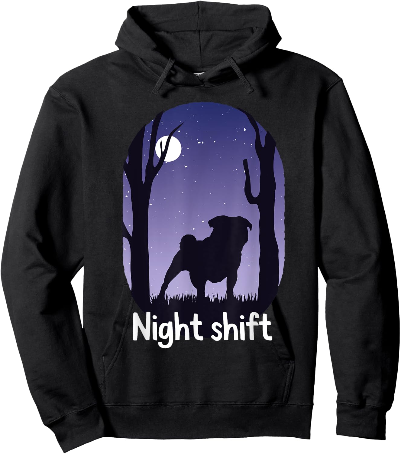 Pug Puggie-Dog Hoodie - Hoodie | Black