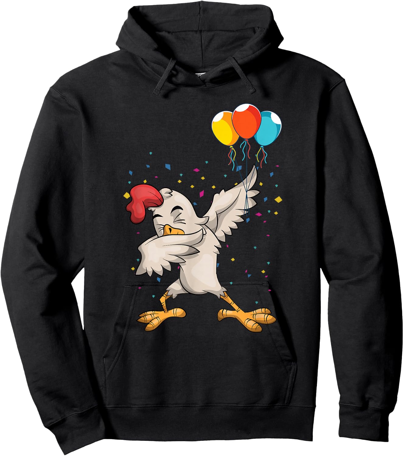 Kids Birthday Party Balloon Funny Farm Bird Dabbing Chicken Hoodie - Hoodie | Black