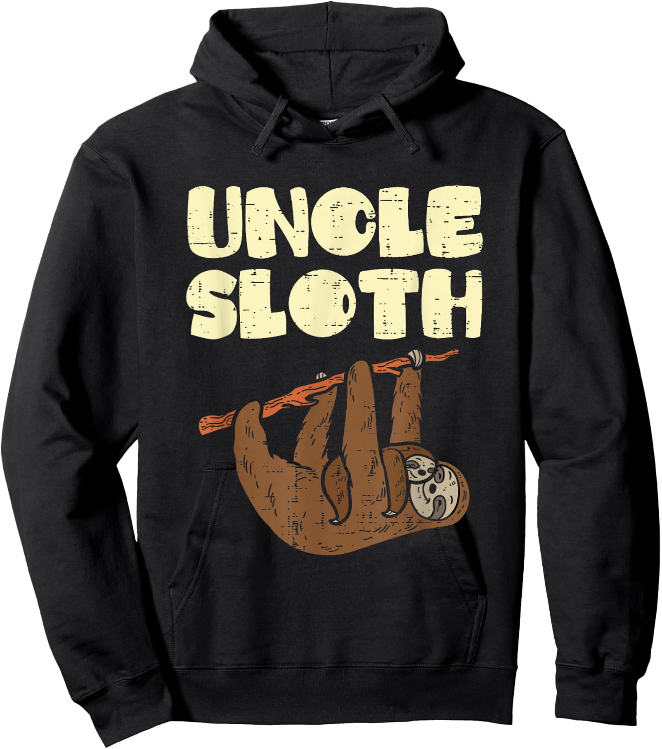 Uncle Sloth Funny Father's Day Animal Lover Hoodie - Hoodie | Black