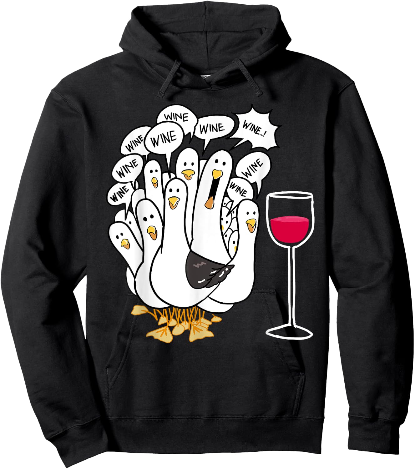 Seagull Wine Funny Bird Lover Drinking Enthusiast Women Gift Hoodie - Hoodie | Black