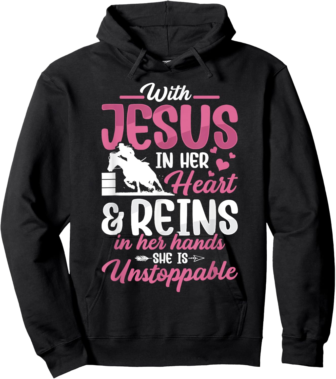With Jesus Barrel Racer Race Barrel Racing Horse Rodeo Women Hoodie - Hoodie | Black