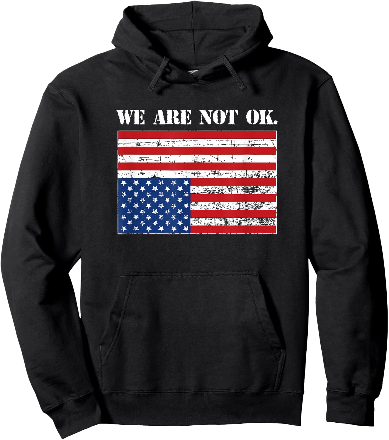 Upside Down USA Flag in Distress Small Hoodie - Hoodie | Black