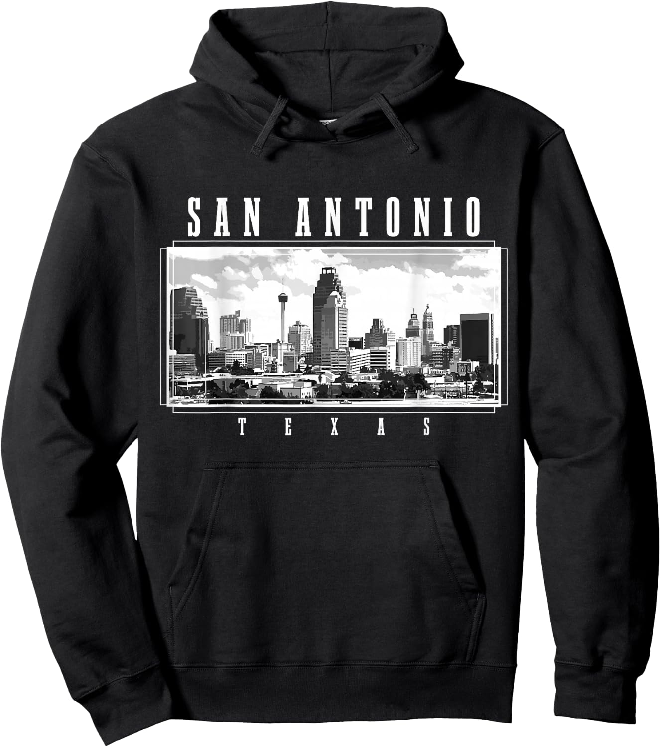 San Antonio Skyline Texas Pride Vintage San Antonio Hoodie - Hoodie | Black