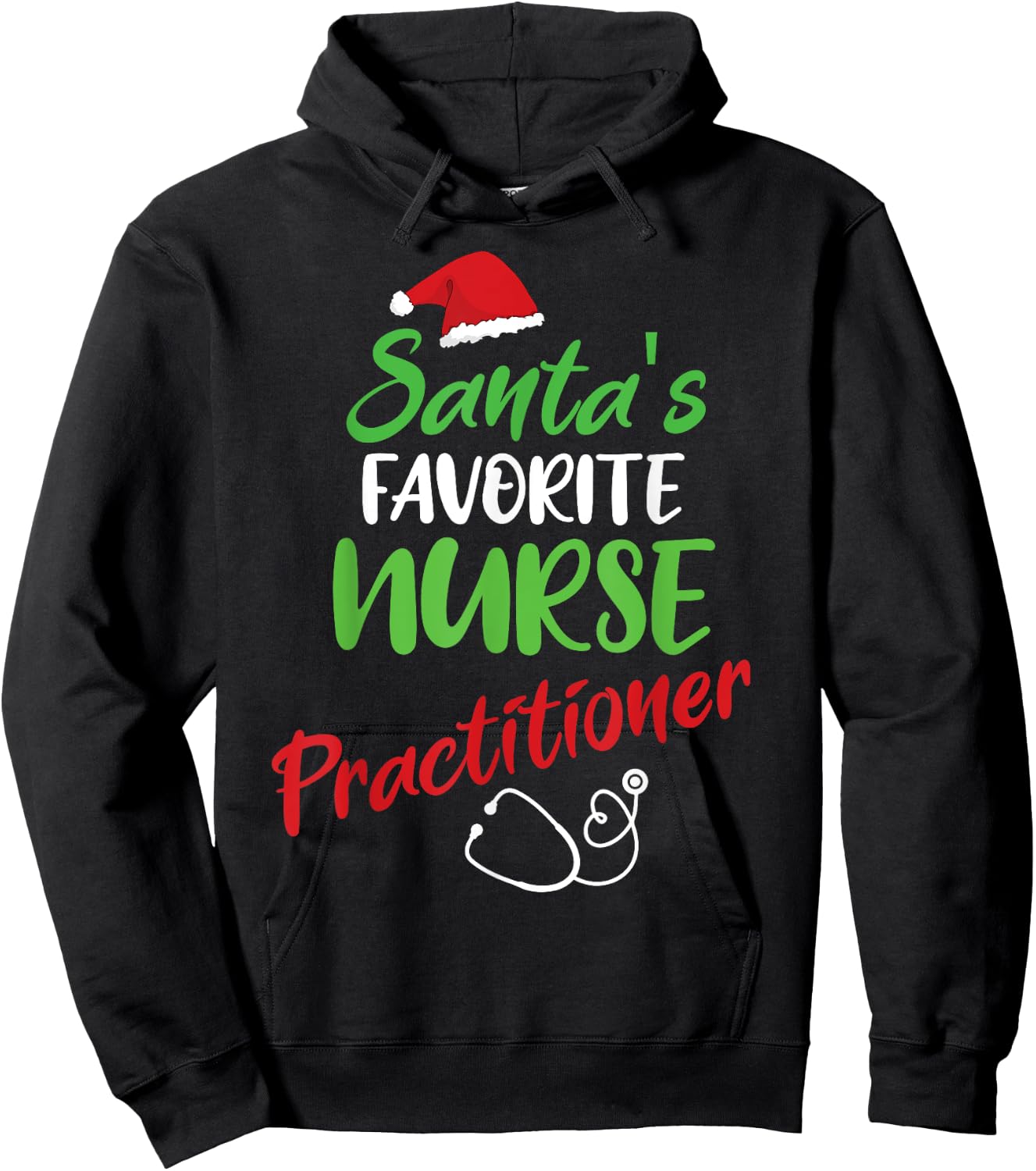 Santa's Favorite Nurse Practitioner Christmas Nursing Hoodie - Hoodie | Black