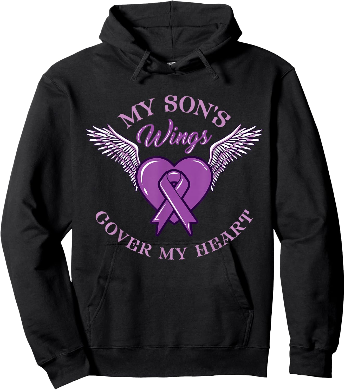My Son's Wings Cover My Heart Overdose Awareness Hoodie - Hoodie | Black