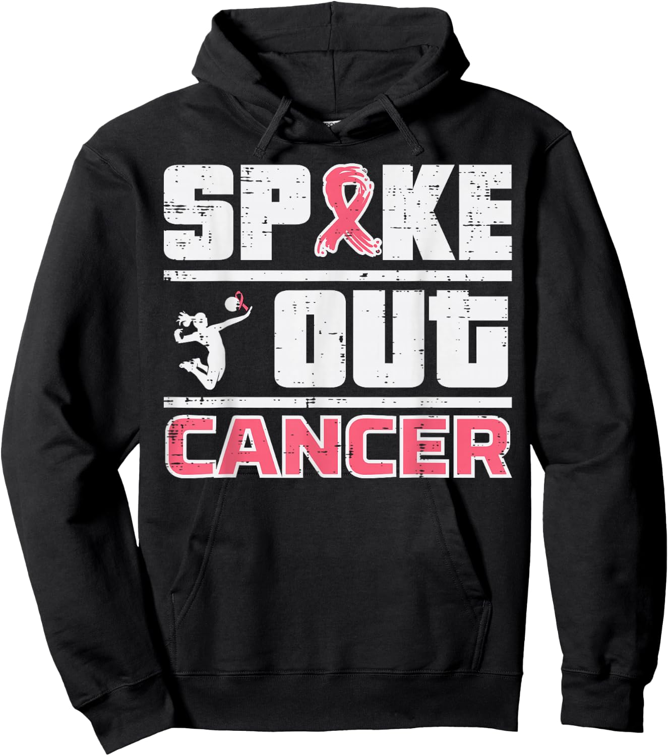 Spike Out Breast Cancer Volleyball Awareness Women Men Kids Hoodie - Hoodie | Black