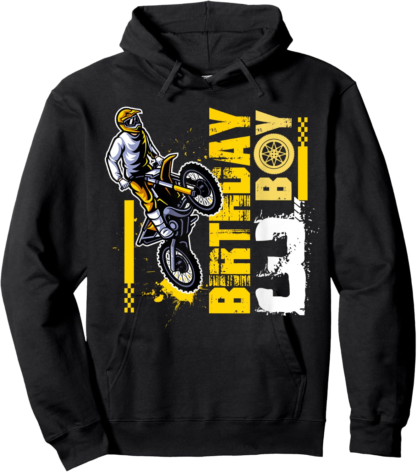 3 Year Old Dirt Bike Birthday Party Motocross MX 3rd Hoodie - Hoodie | Black