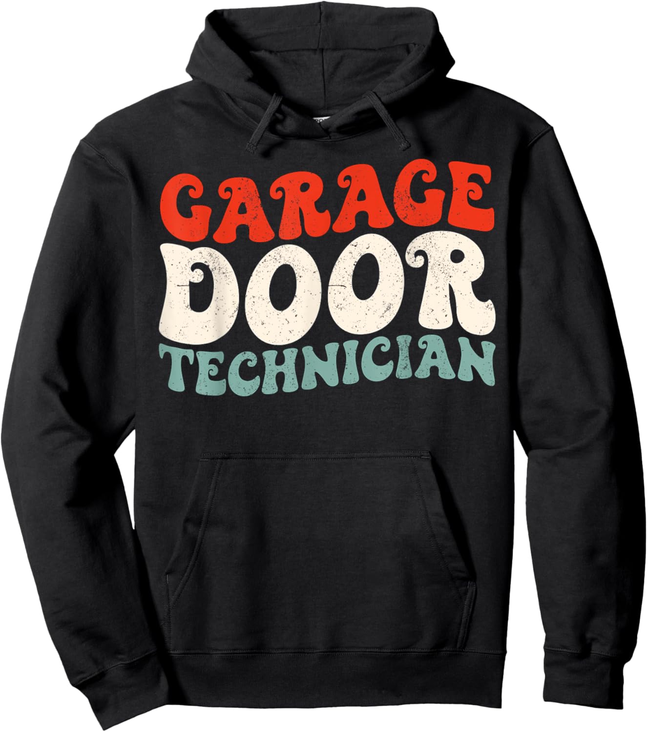 Retro Groovy Garage Door Repair Technician Hoodie - Hoodie | Black