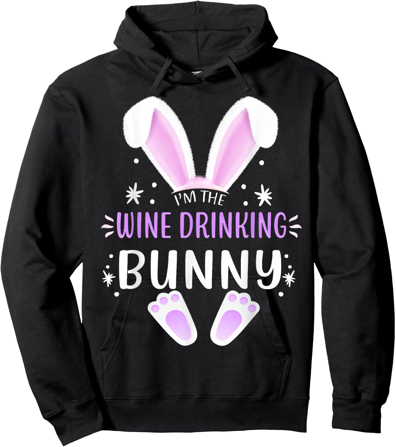 I'm The Wine Drinking Bunny Easter Day Family Matching Style Hoodie - Hoodie | Black