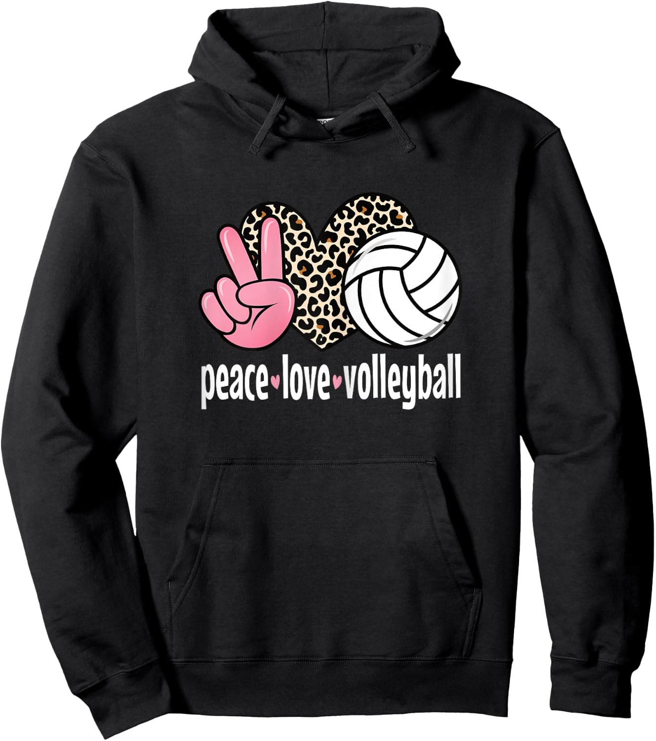 Peace Love Volleyball Cute Volleyball Women Girls Kids Hoodie - Hoodie | Black
