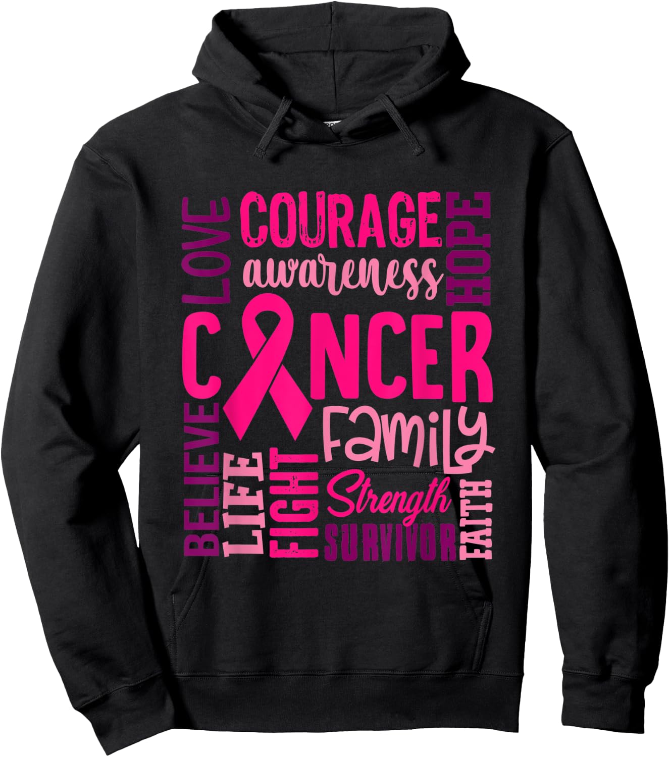 Pink Breast Cancer Awareness Survivor Supporter Hoodie - Hoodie | Black
