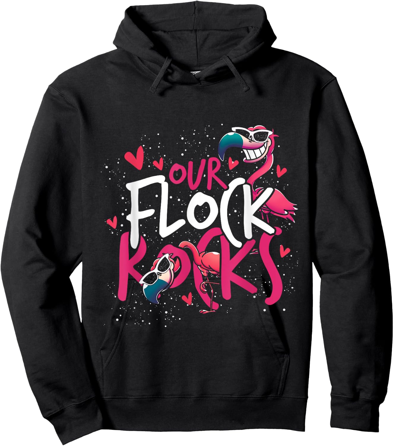 Our Flock Rocks Flamingo Hoodie - Hoodie | Black