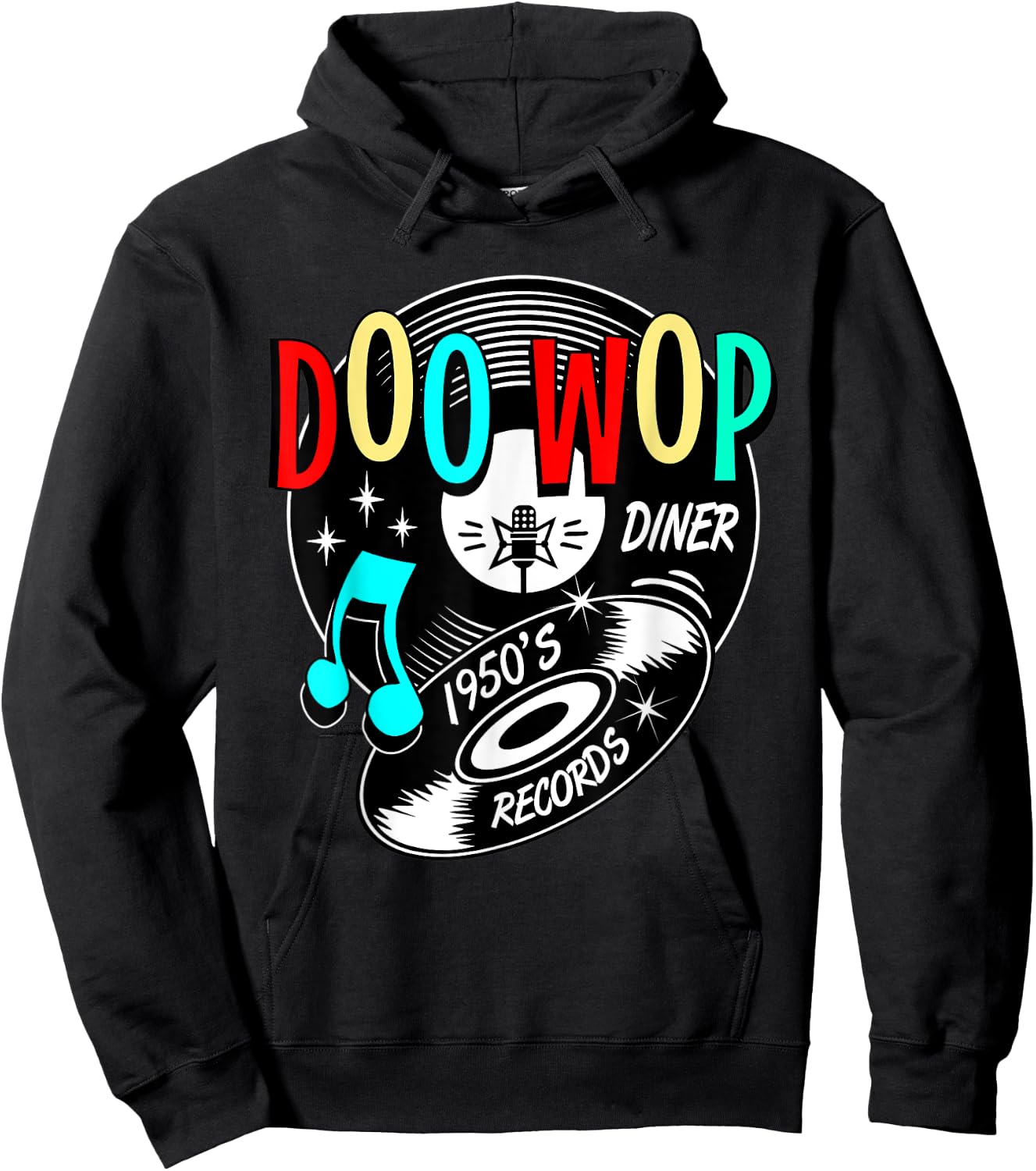 Doo Wop Gifts Retro 1950s Sock Hop Rock N Roll Rockabilly Hoodie - Hoodie | Black