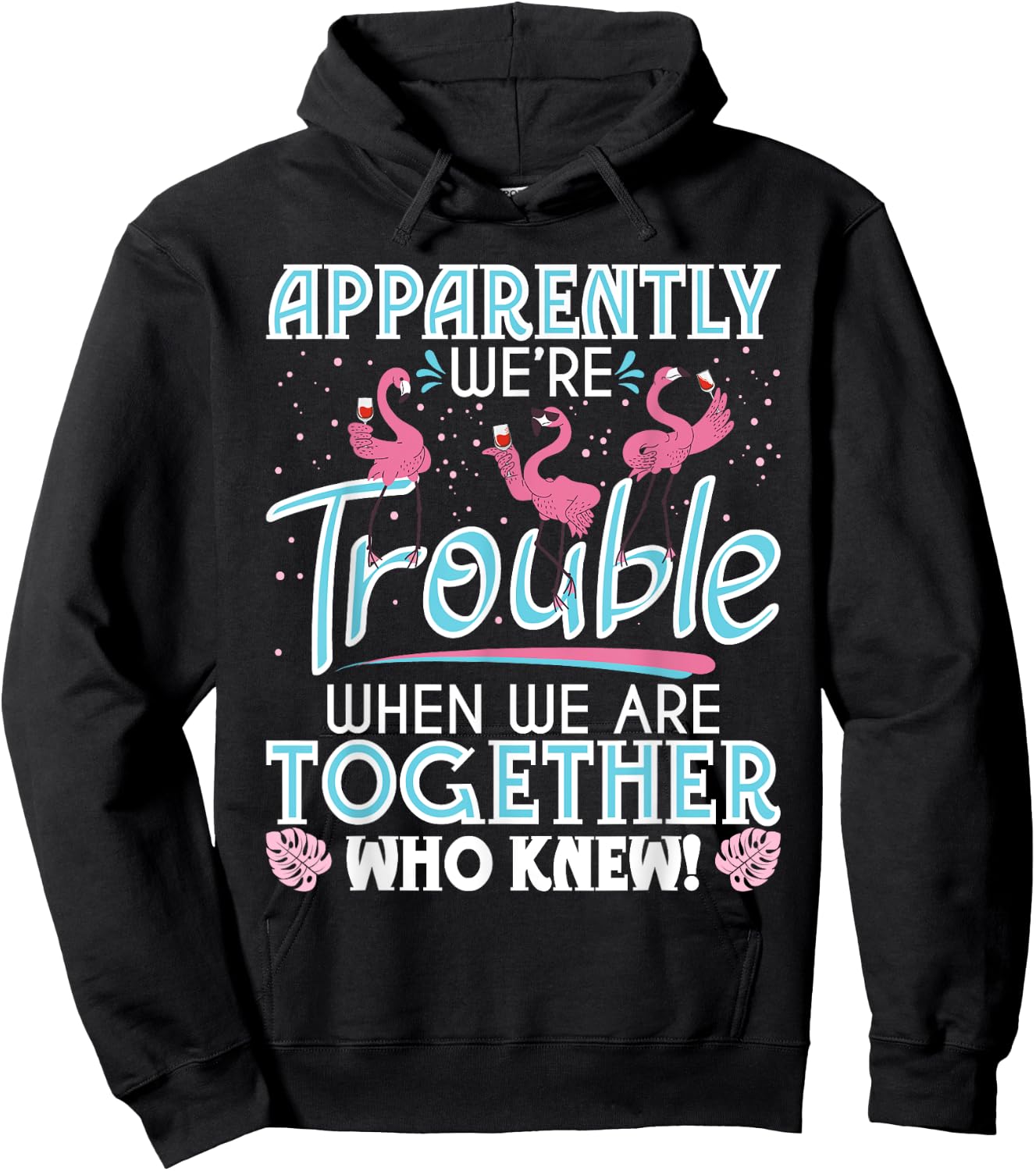 Apparently We're Trouble - Funny Flamingo Lover Zoo Animal Hoodie - Hoodie | Black