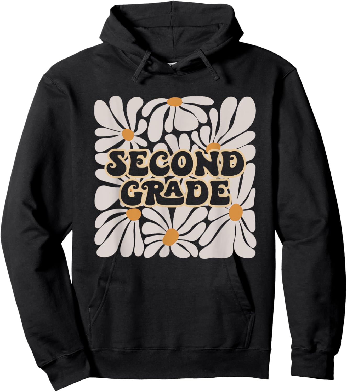 Retro Flower Power Squared Second 2nd Grade Back To School Hoodie - Hoodie | Black