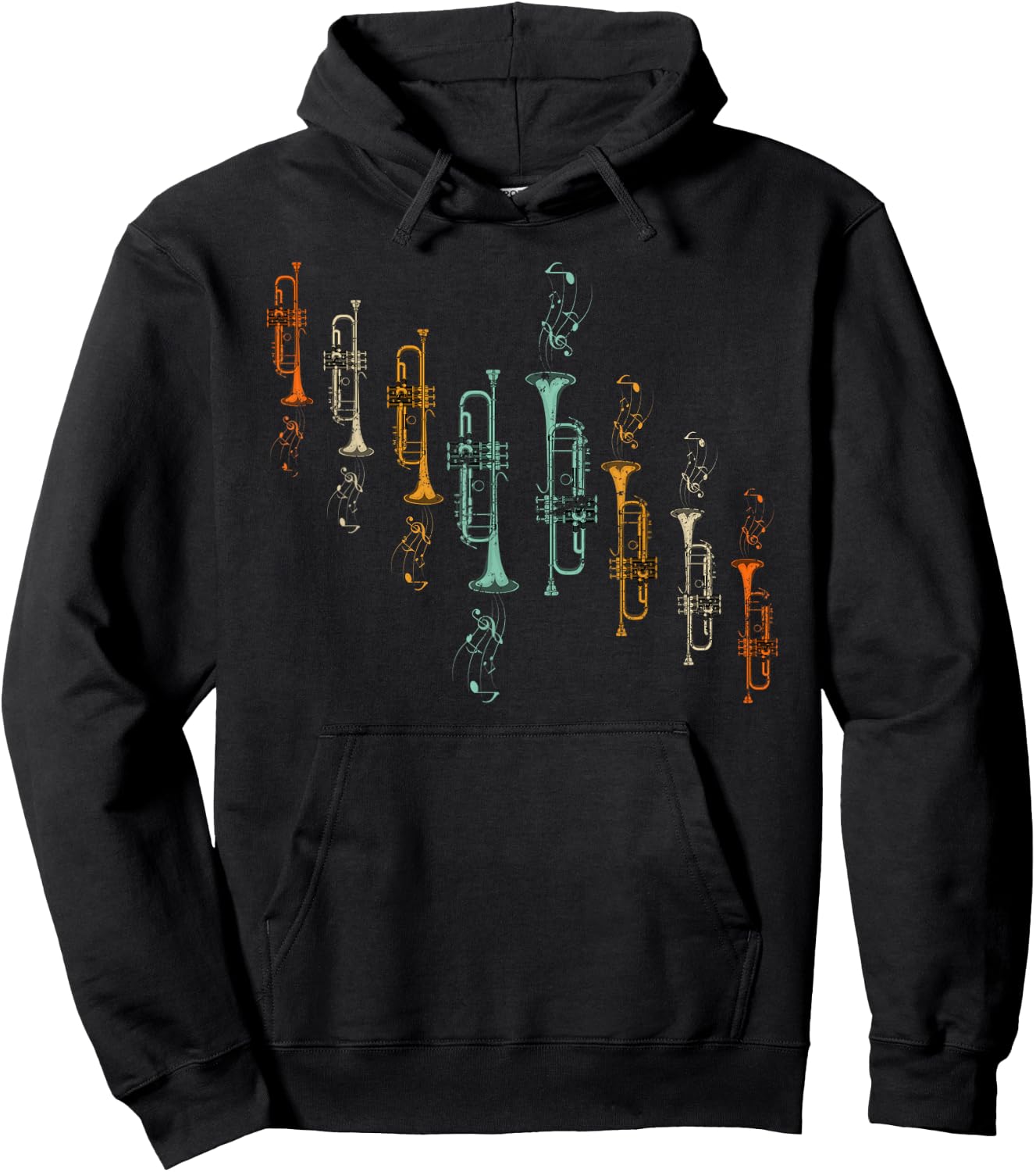 Jazz Music Sheet Music Trumpeter Gift Trumpet Hoodie - Hoodie | Black