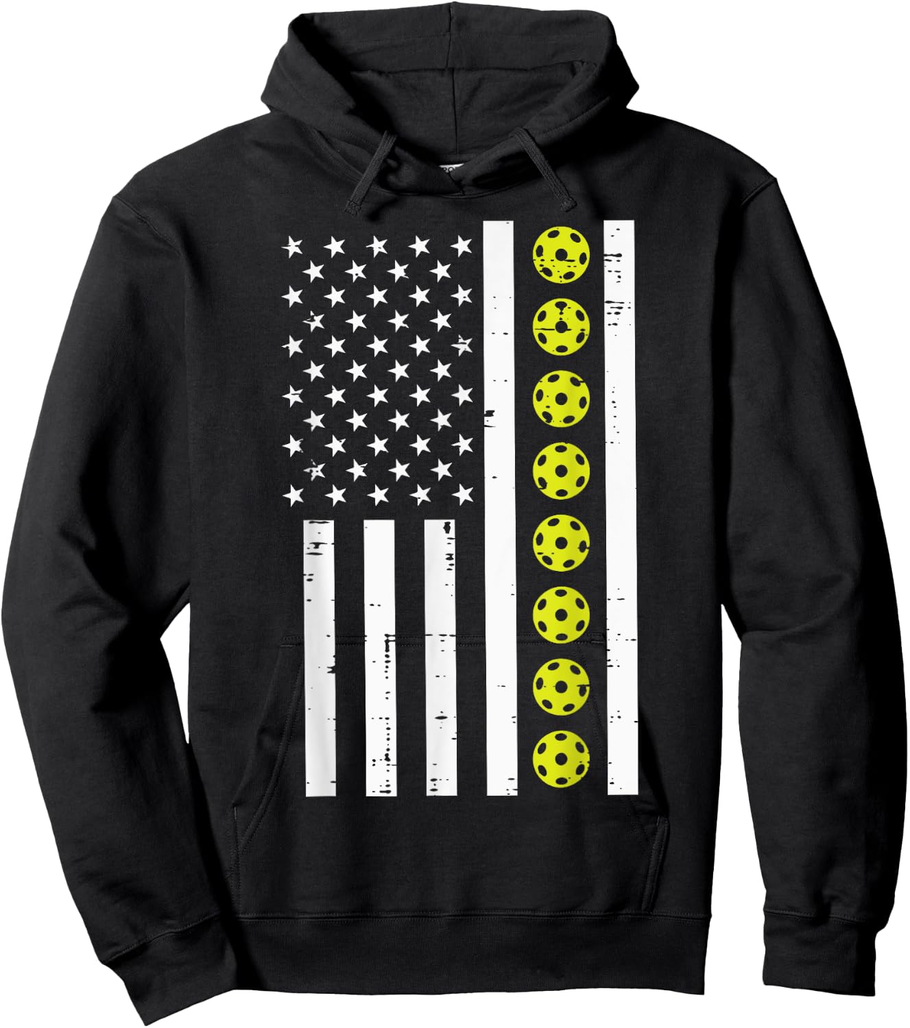 Pickle Ball US Flag Pickleball Patriotic Men Women Kids Boys Hoodie - Hoodie | Black