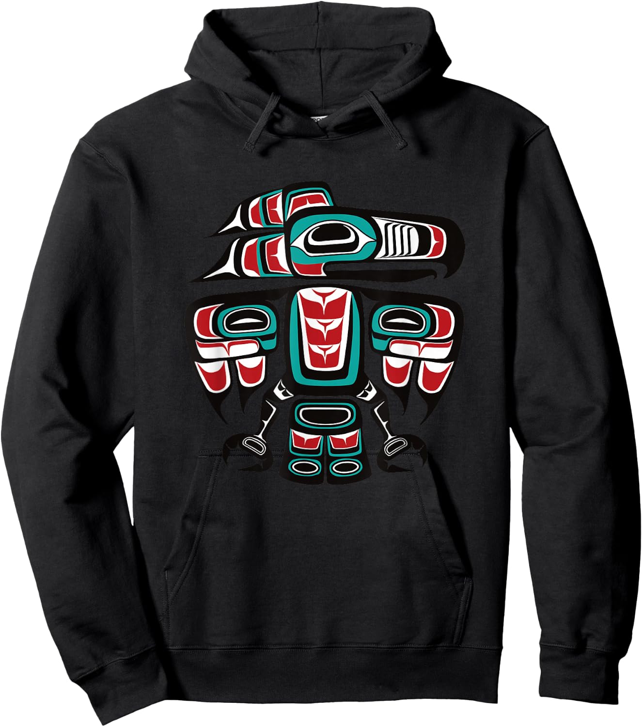 Northwest Pacific Haida Tlingit Native Raven Totem Hoodie - Hoodie | Black