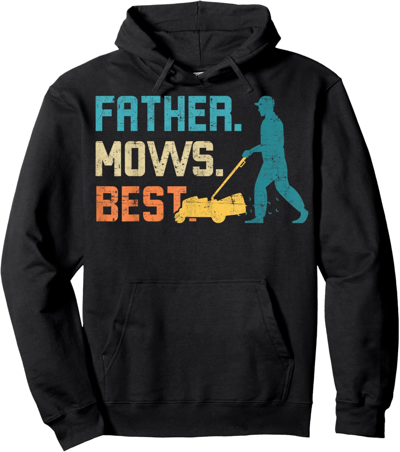 Father Mows Best Father's Day Funy Daddy Gardener Garden Dad Hoodie - Hoodie | Black