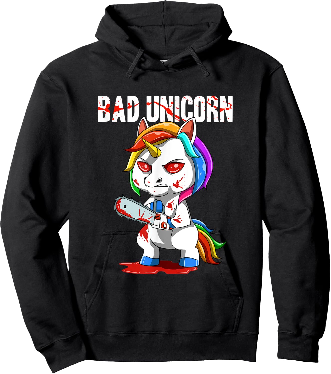 Sarcastic Bad Unicorn Chainsaw Hoodie - Hoodie | Black