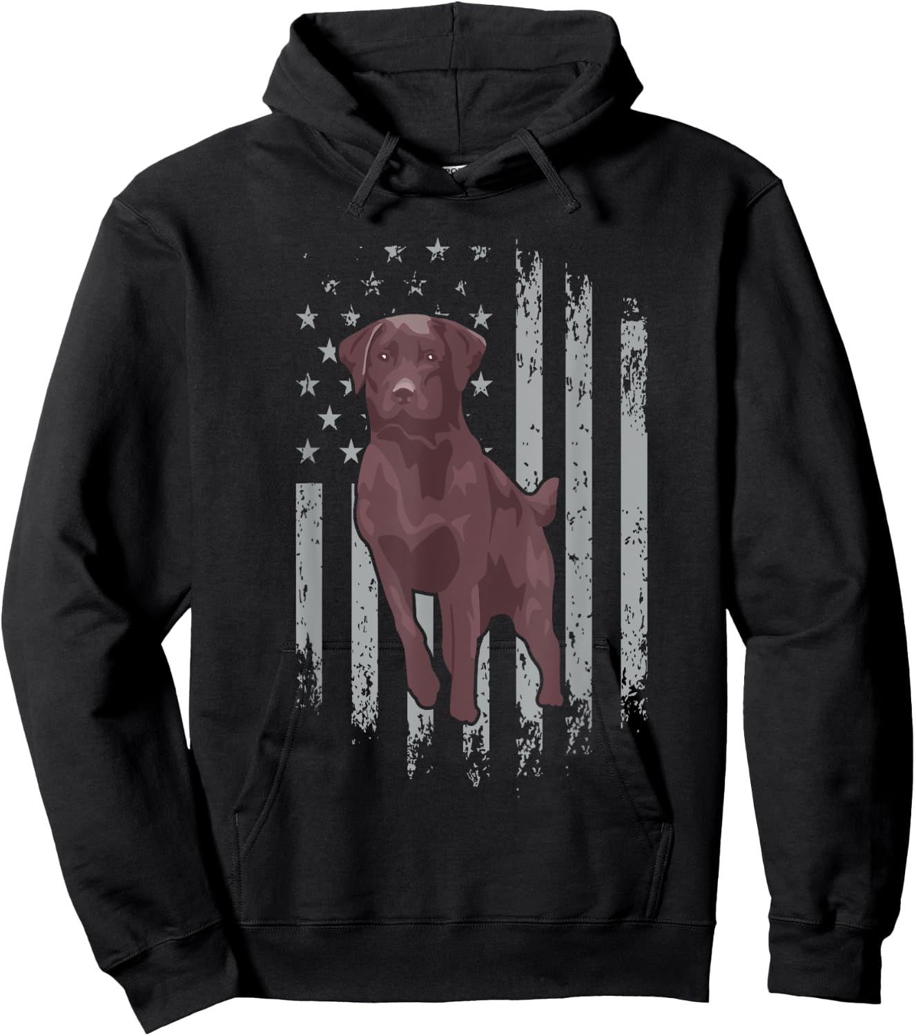 Chocolate Lab American Flag Brown Labrador Retriever Owner Hoodie - Hoodie | Black