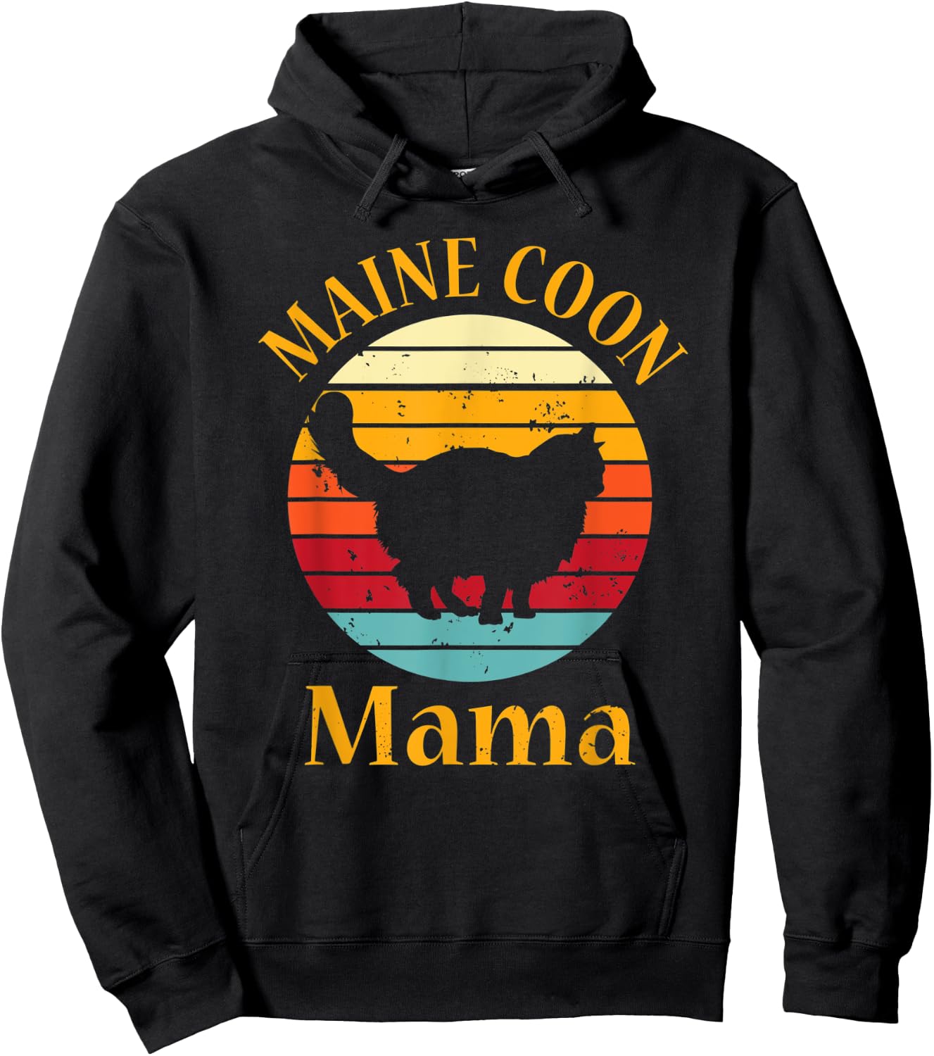 Retro Maine Coon Cat Mom Pet Owner Vintage Maine Coon Mama Men Women Hoodie - Hoodie | Black