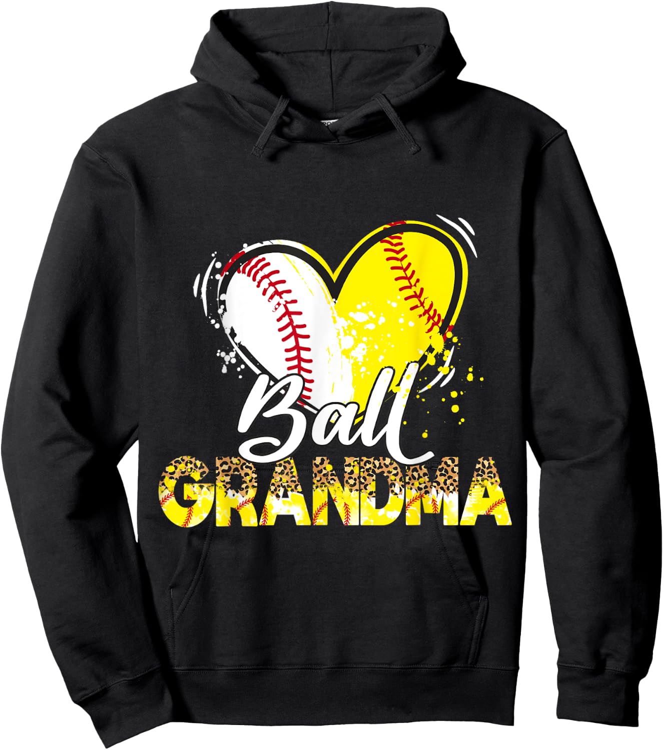 Grandma of Both Baseball Softball Sport Matching Family Hoodie - Hoodie | Black