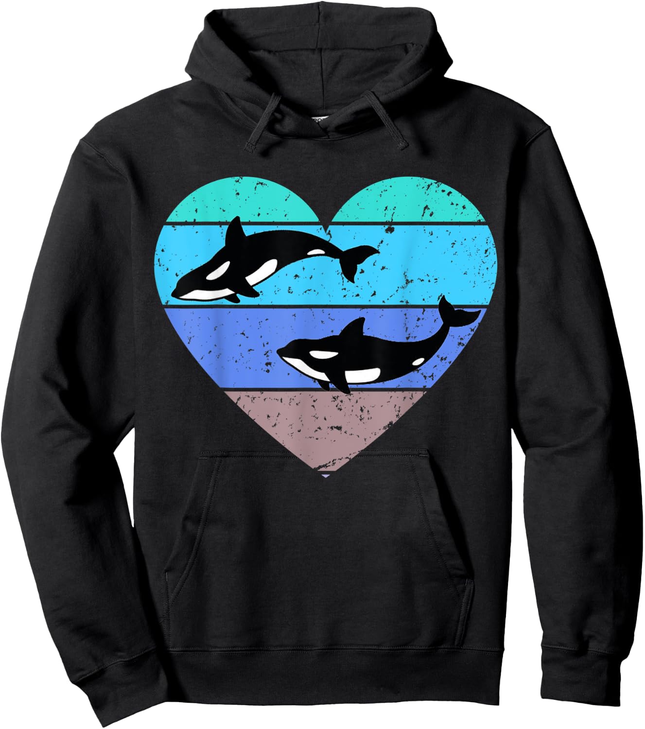Orca Killer Whale Retro Gift Hoodie - Hoodie | Black