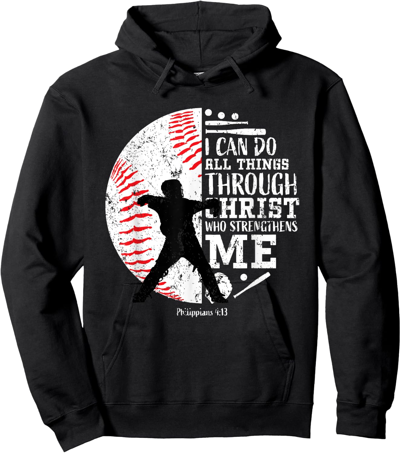 Baseball Catcher Gifts Players Teen Boys Kids Cool Christian Hoodie - Hoodie | Black