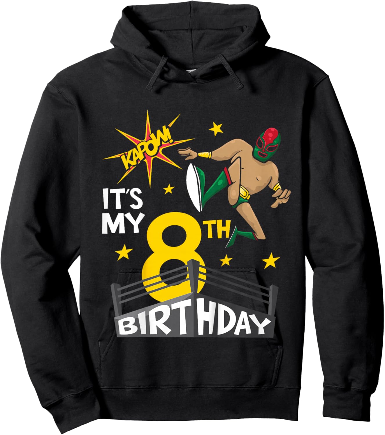 Kids Kids It's My 8th Birthday Wrestling Theme for 8-Year-Old Boy Hoodie - Hoodie | Black