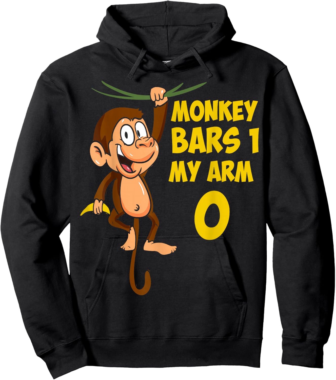 Broken Arm Monkey Bars I Monkey Art I Kids Monkey Hoodie - Hoodie | Black