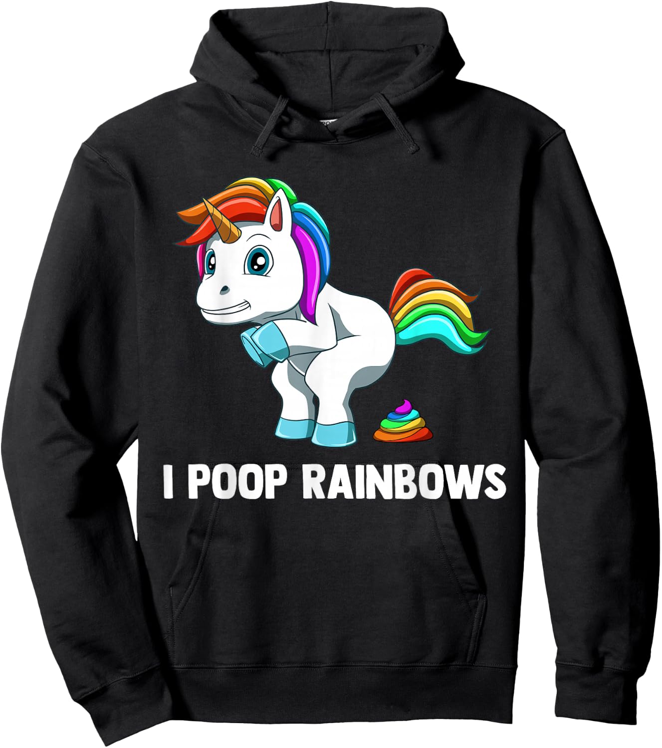 Rainbow Pooping Unicorn Hoodie - Hoodie | Black