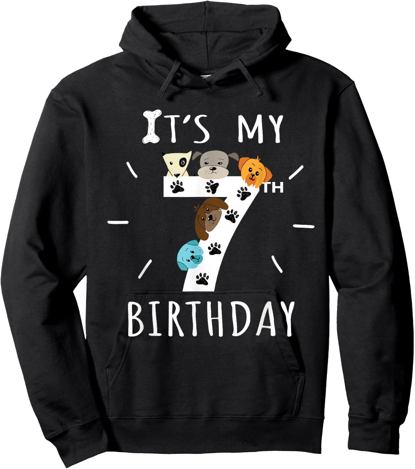 It's My 7th Birthday Dog Lover Theme 7 Years Old Puppy Hoodie - Hoodie | Black