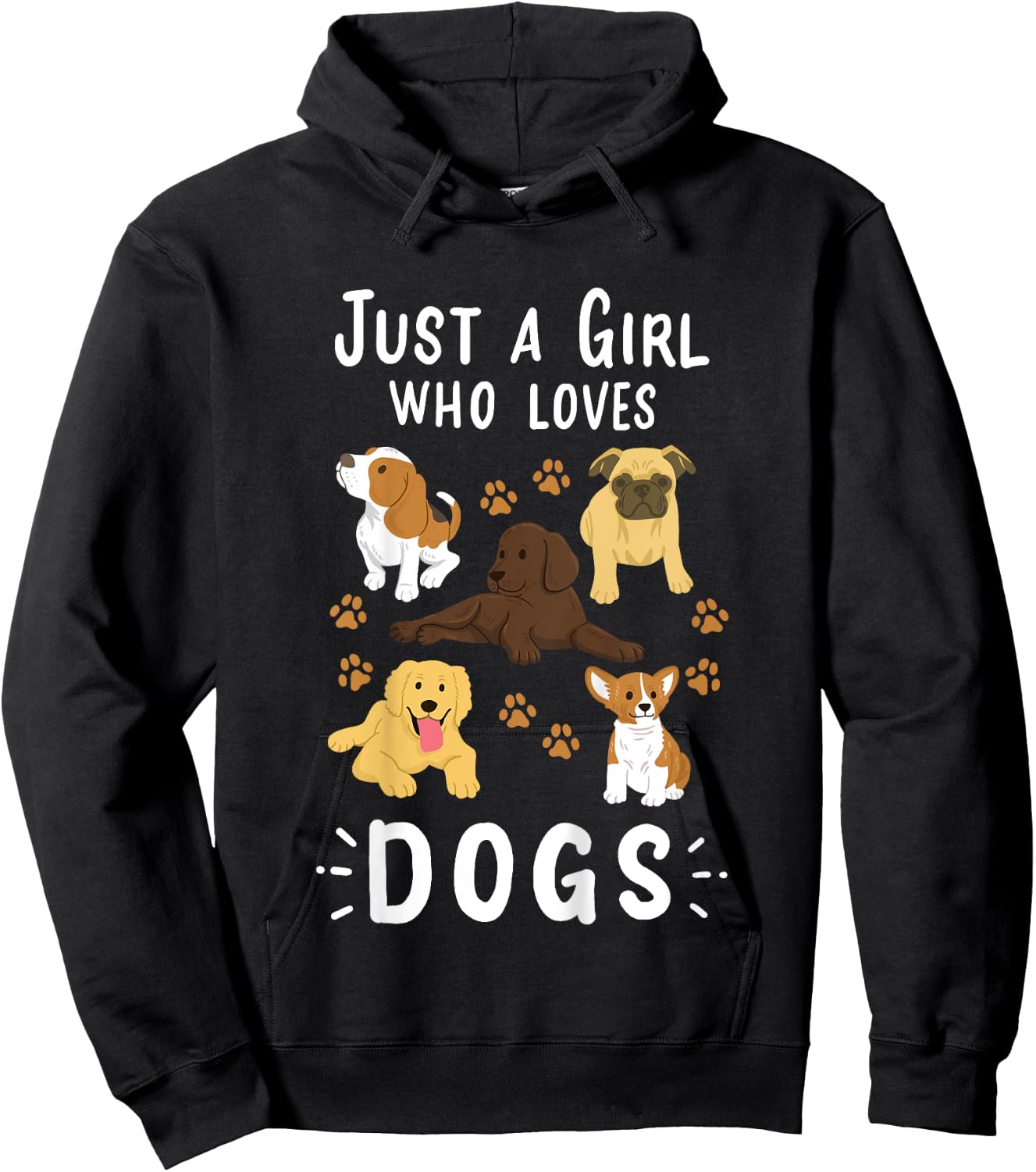 Kids Just a Girl Who Loves Dogs Dog Lover Gift Girls Hoodie - Hoodie | Black