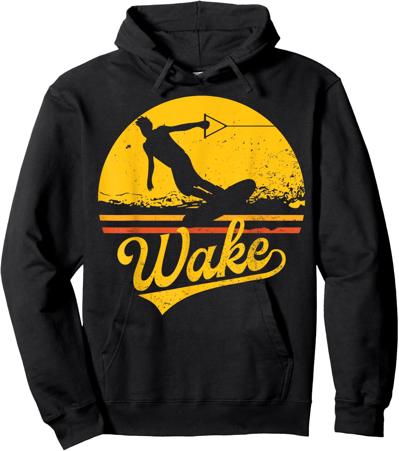 Vintage Wakeboard Sunset Fan Gift Wakeboarder wakeboarding Hoodie - Hoodie | Black
