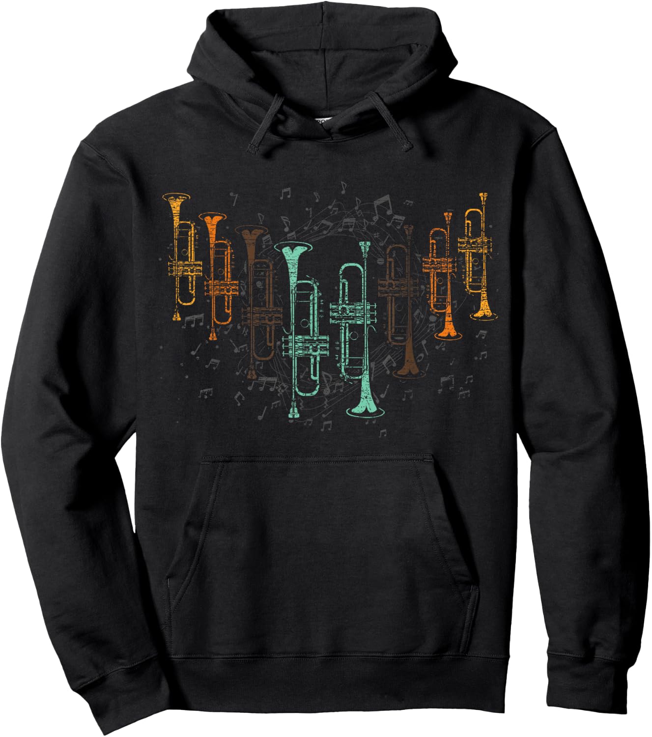 Marching Band Trumpet Player Retro Trumpet Hoodie - Hoodie | Black