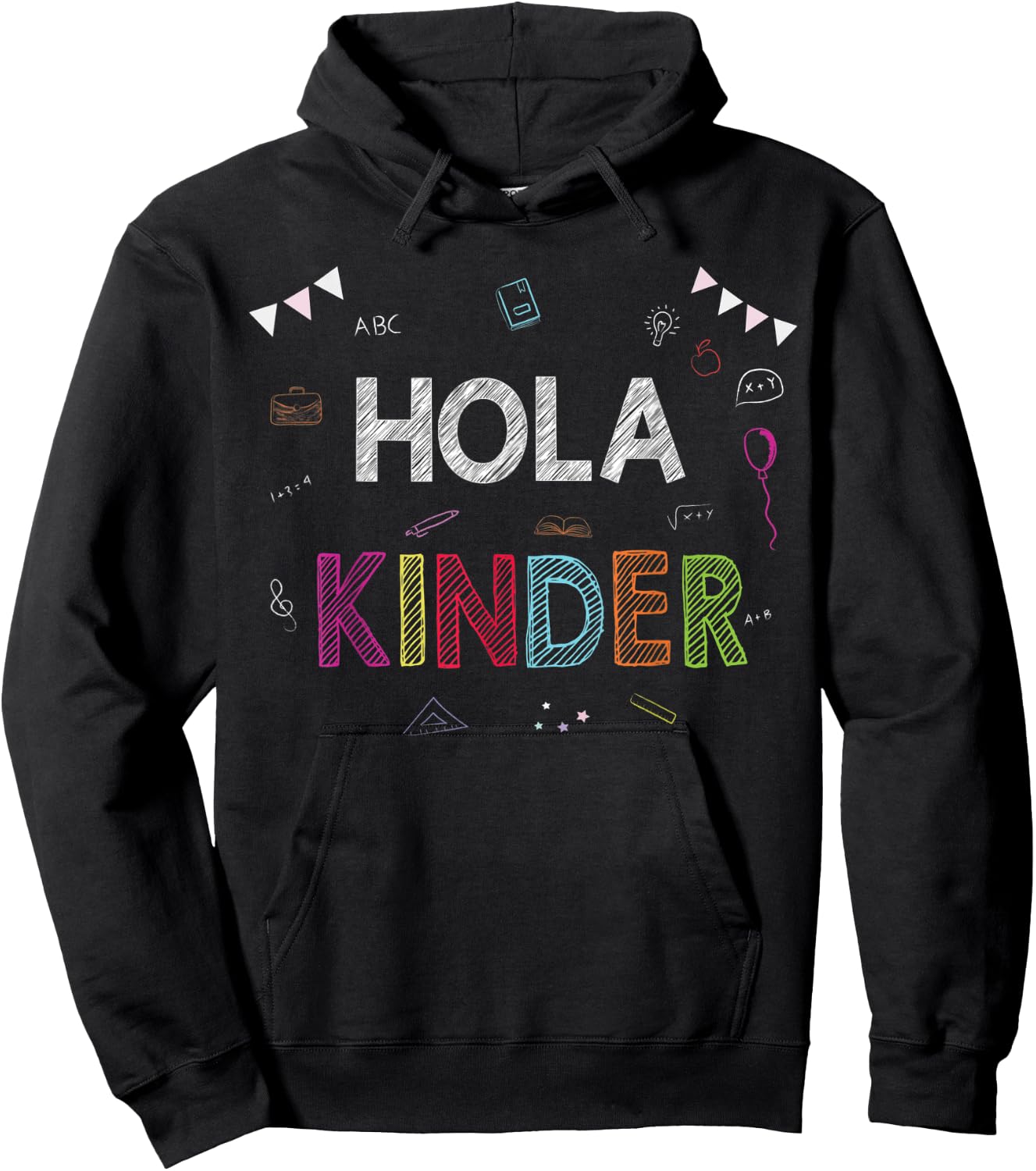 Hola Kinder Spanish back to school Gift Hoodie - Hoodie | Black