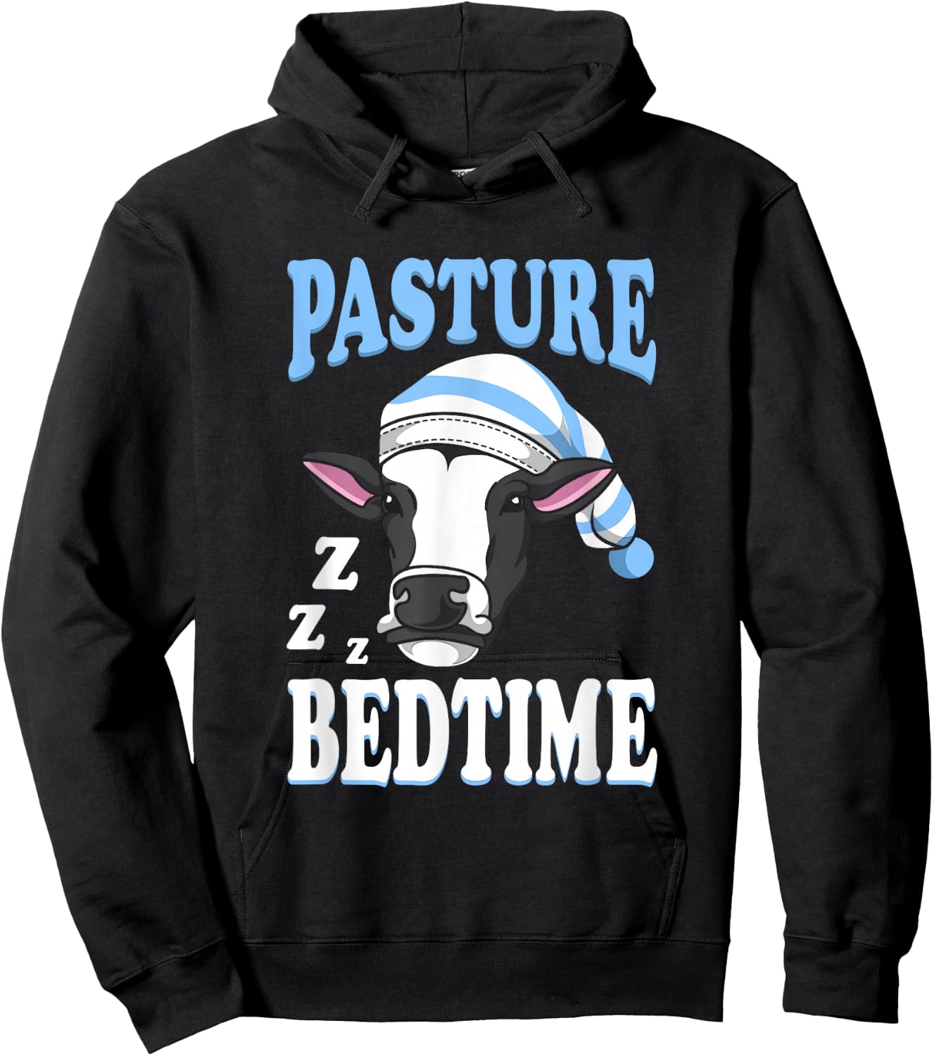 Cute Sleepy Cow Pasture Bedtime Hoodie - Hoodie | Black
