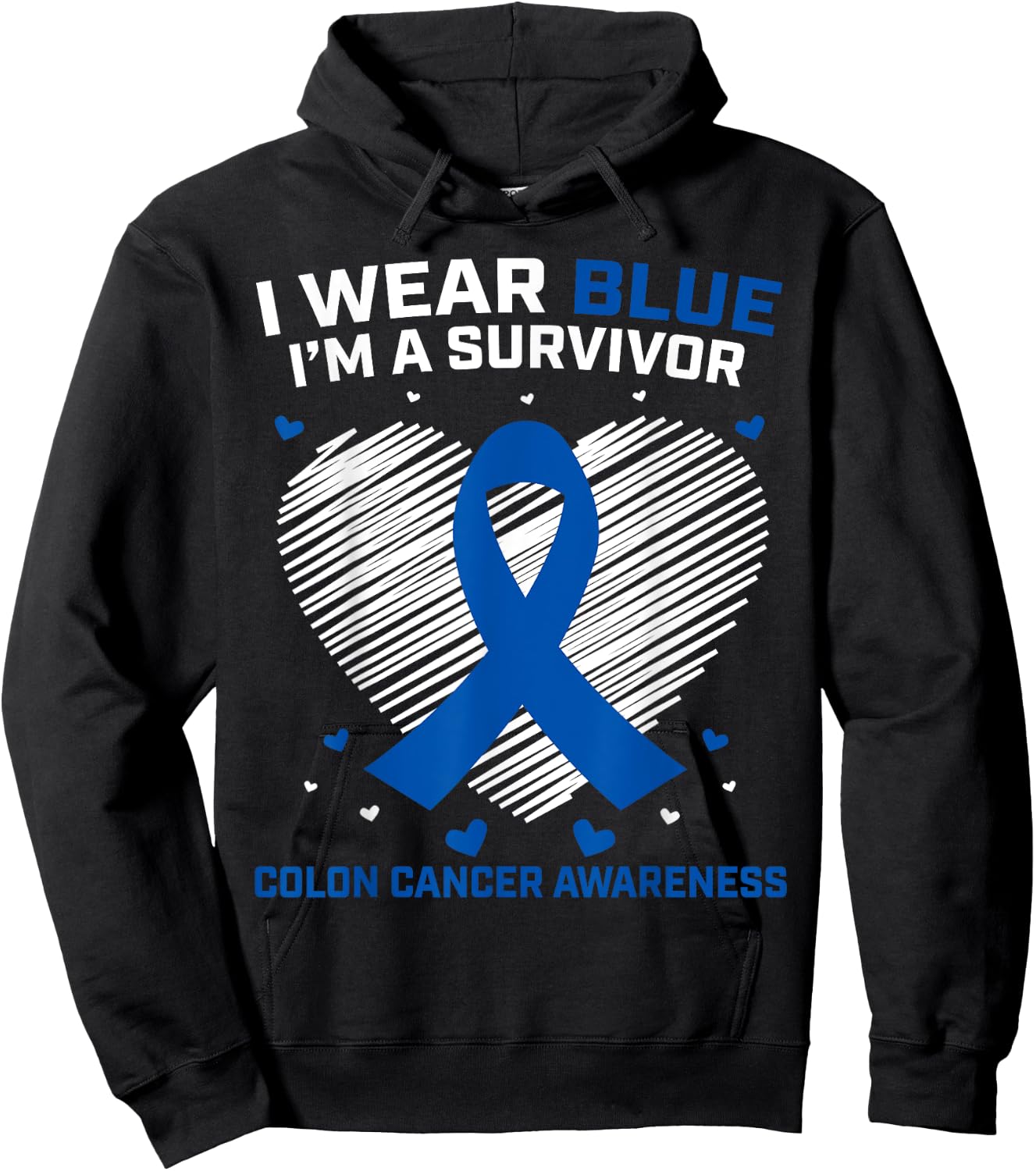 I Wear Blue Colon Cancer Survivor Gifts Products Awareness Hoodie - Hoodie | Black