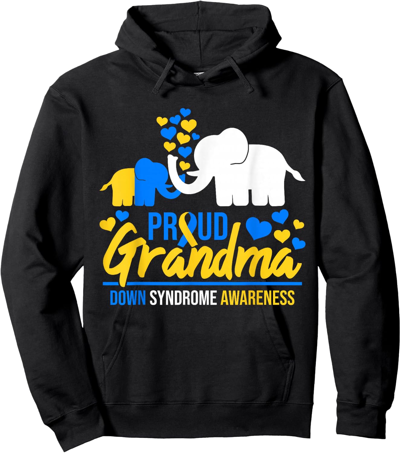 Proud Grandma World Down Syndrome Awareness Day Elephant T21 Hoodie - Hoodie | Black