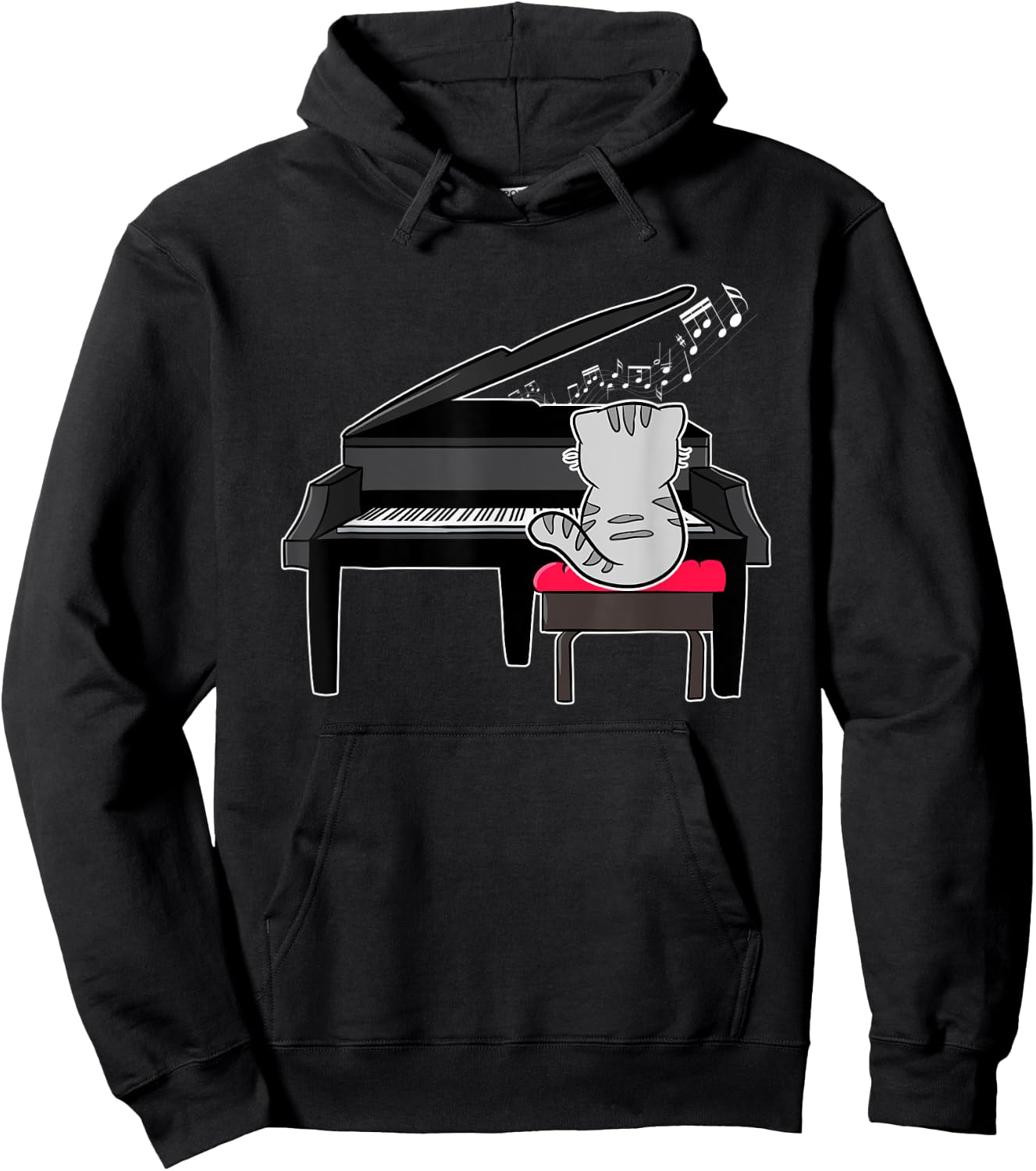 Piano Player Pianist Musical Cat Lover Kitty Owner Meow Hoodie - Hoodie | Black
