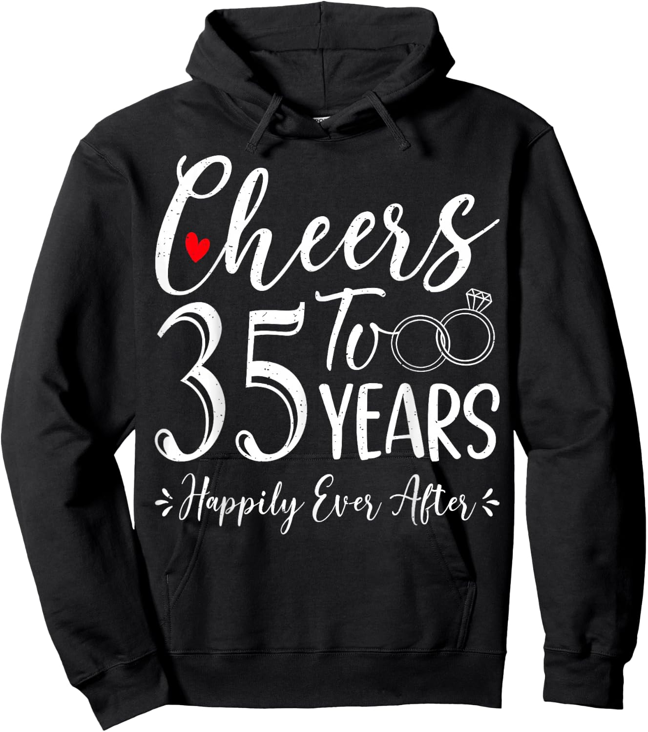 Cheers To 35 Years Happily - Husband Wife 35th Anniversary Hoodie - Hoodie | Black