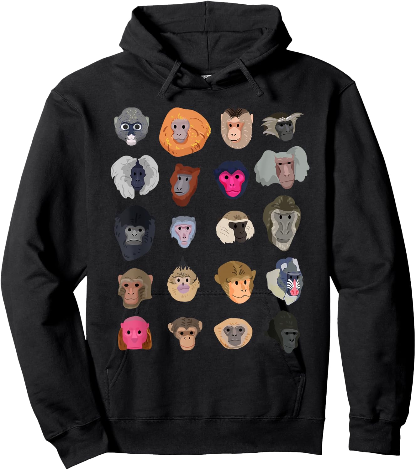 Funny Monkey Art Women Kids Zoo Animal Monkey Lovers Hoodie - Hoodie | Black