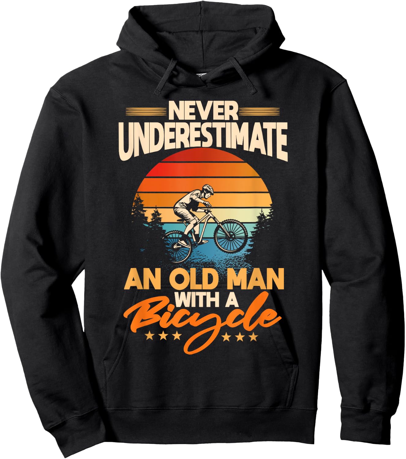 Never Underestimate An Old Guy On A Bicycle Rider Hoodie - Hoodie | Black